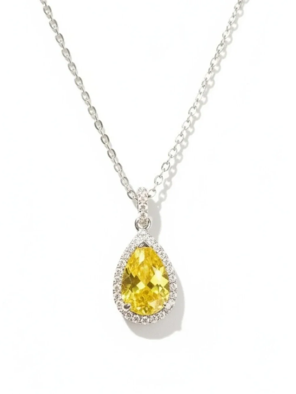 Elegant Citrine Teardrop Pendant Necklace